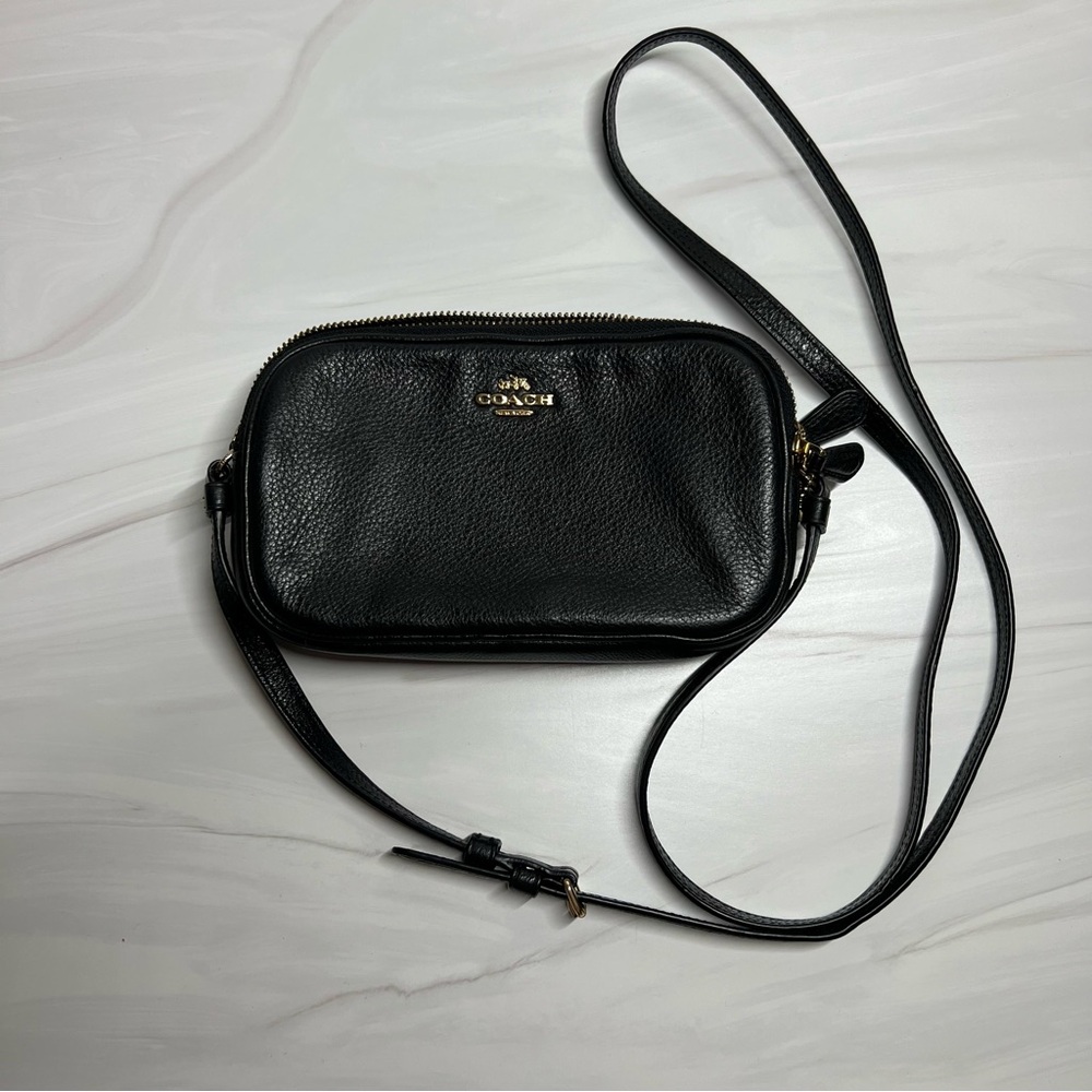 Coach Black Pebble Leather Crossbody Bag